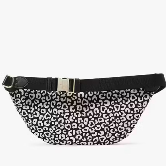Kate Spade Chelsea Leopard Heart Belt Bag animal print black white - Picture 5 of 16